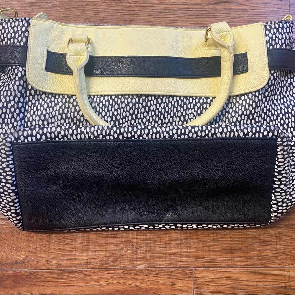 Betsey Johnson Black White Yellow Tote Shoulder Bag XOX Betsy Purse - Picture 5 of 8